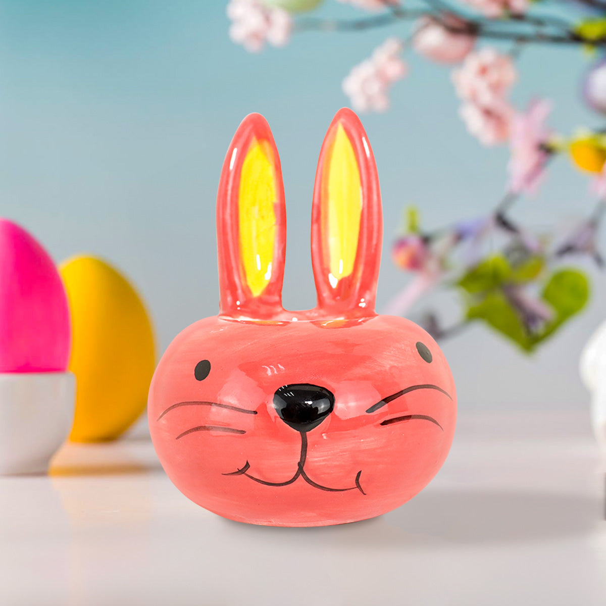 Conejito de Cerámica Decorativo, Color Naranja