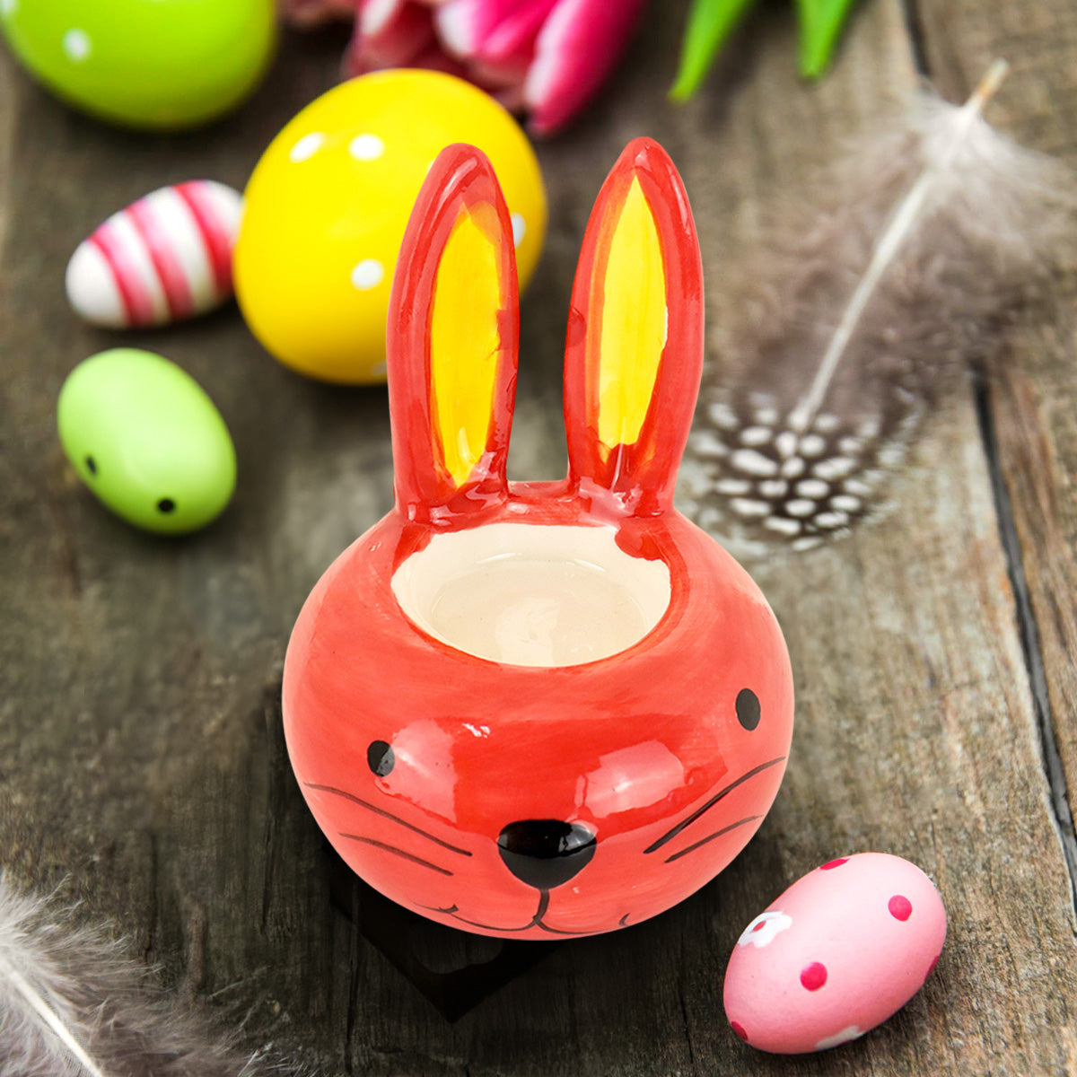 Conejito de Cerámica Decorativo, Color Naranja