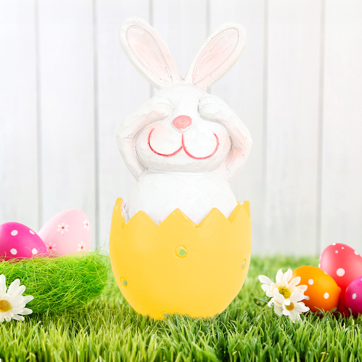 Decoración Conejo Saliendo de Huevo de Pascua, Color Naranja