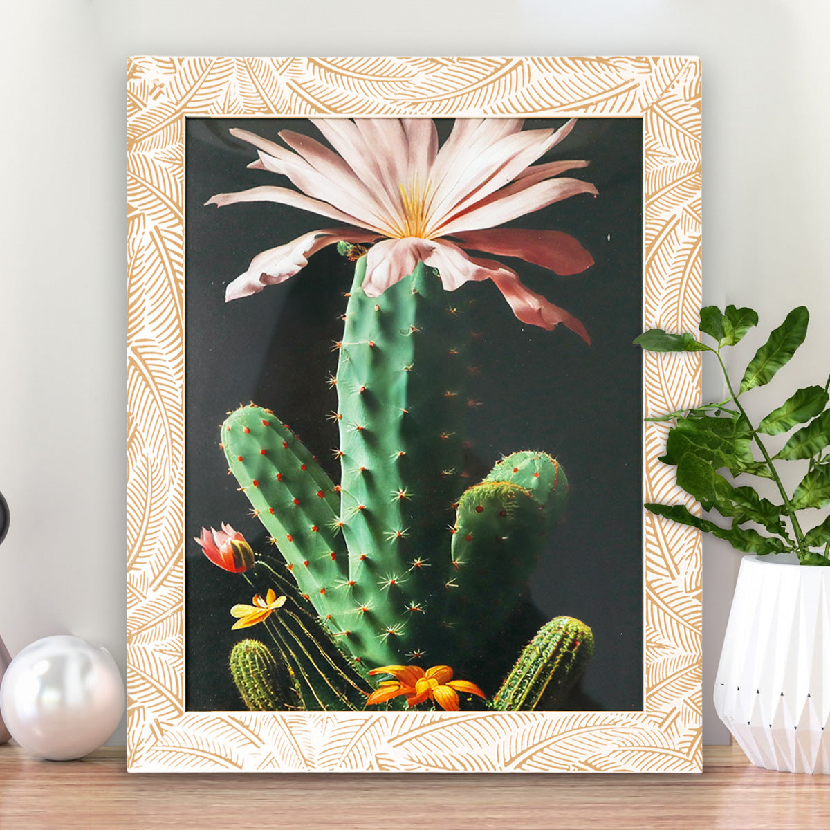 Portarretrato, Marco Hojas, Color Crema, 20x25 cm