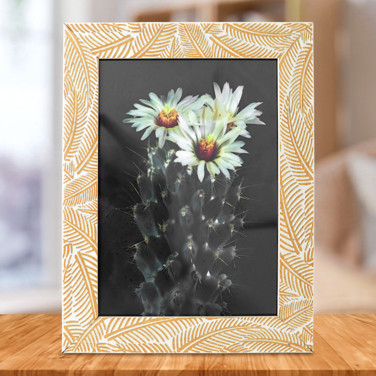 Portarretrato, Diseño Hojas, Color Moka, 12x17cm