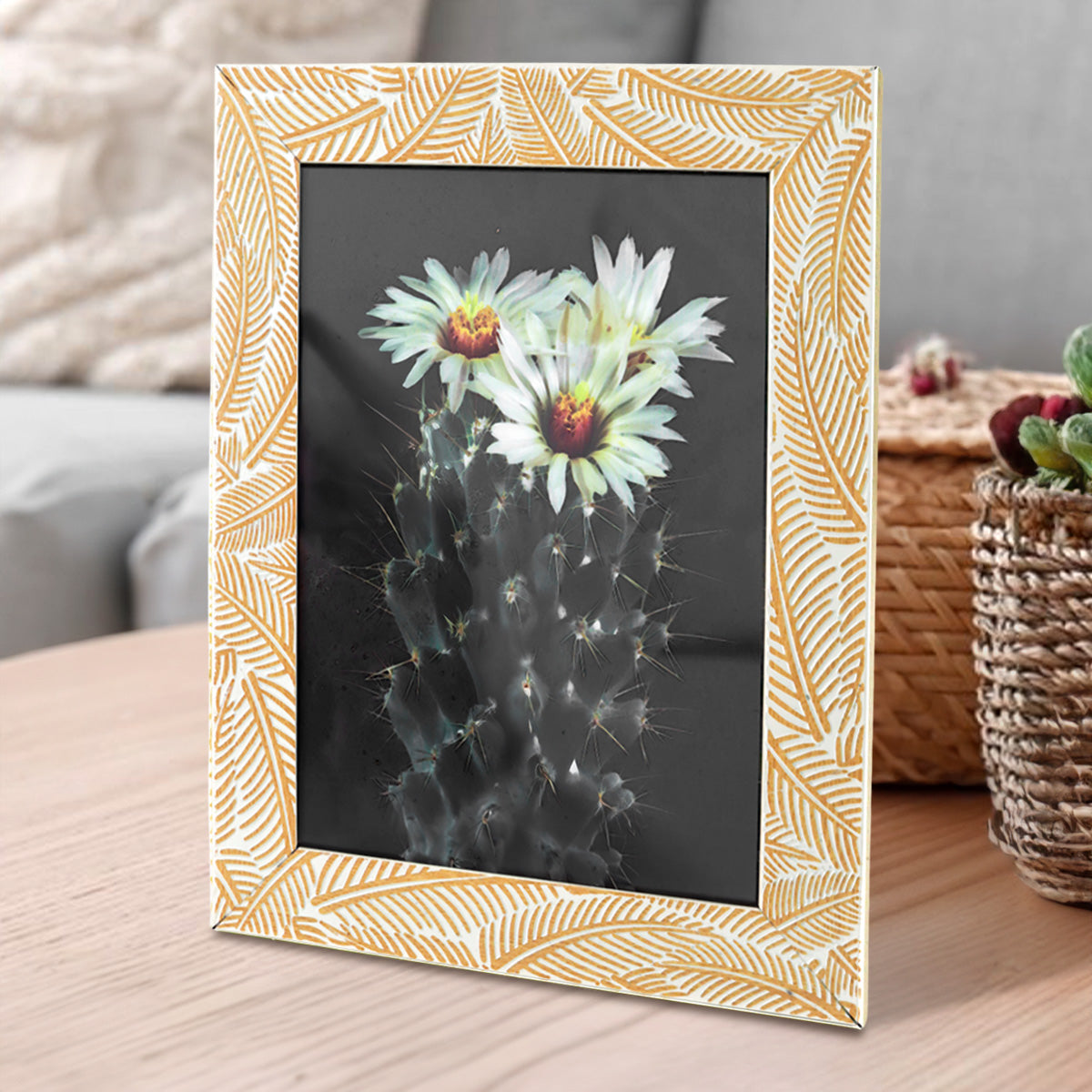 Portarretrato, Diseño Hojas, Color Moka, 12x17cm