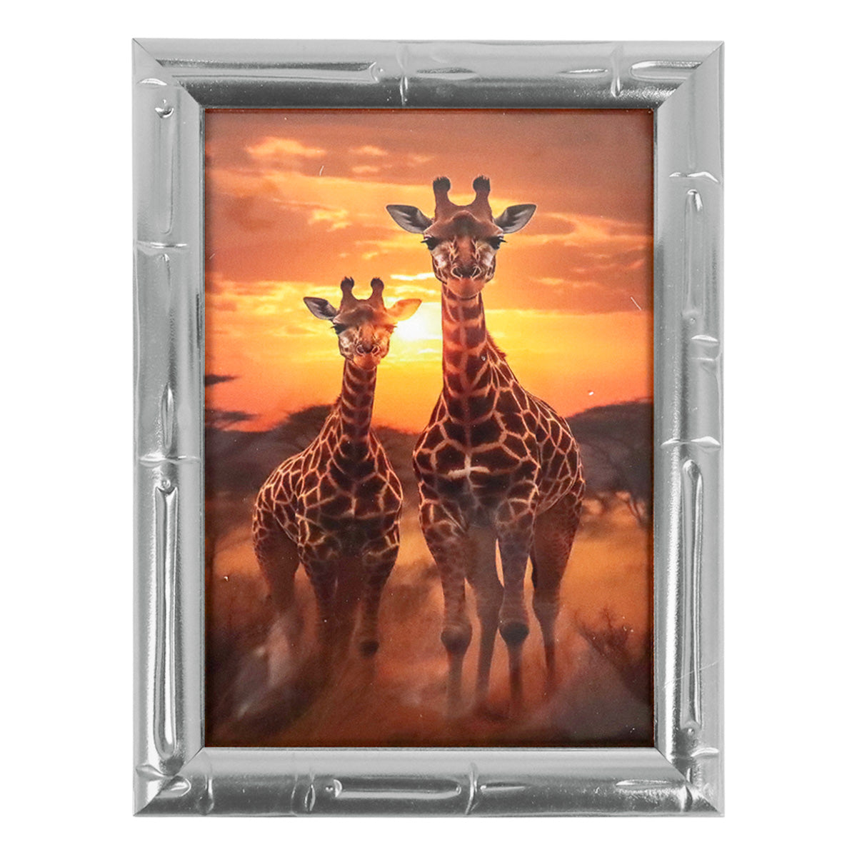 Portarretrato Jirafas, Color Plata, 12x17cm