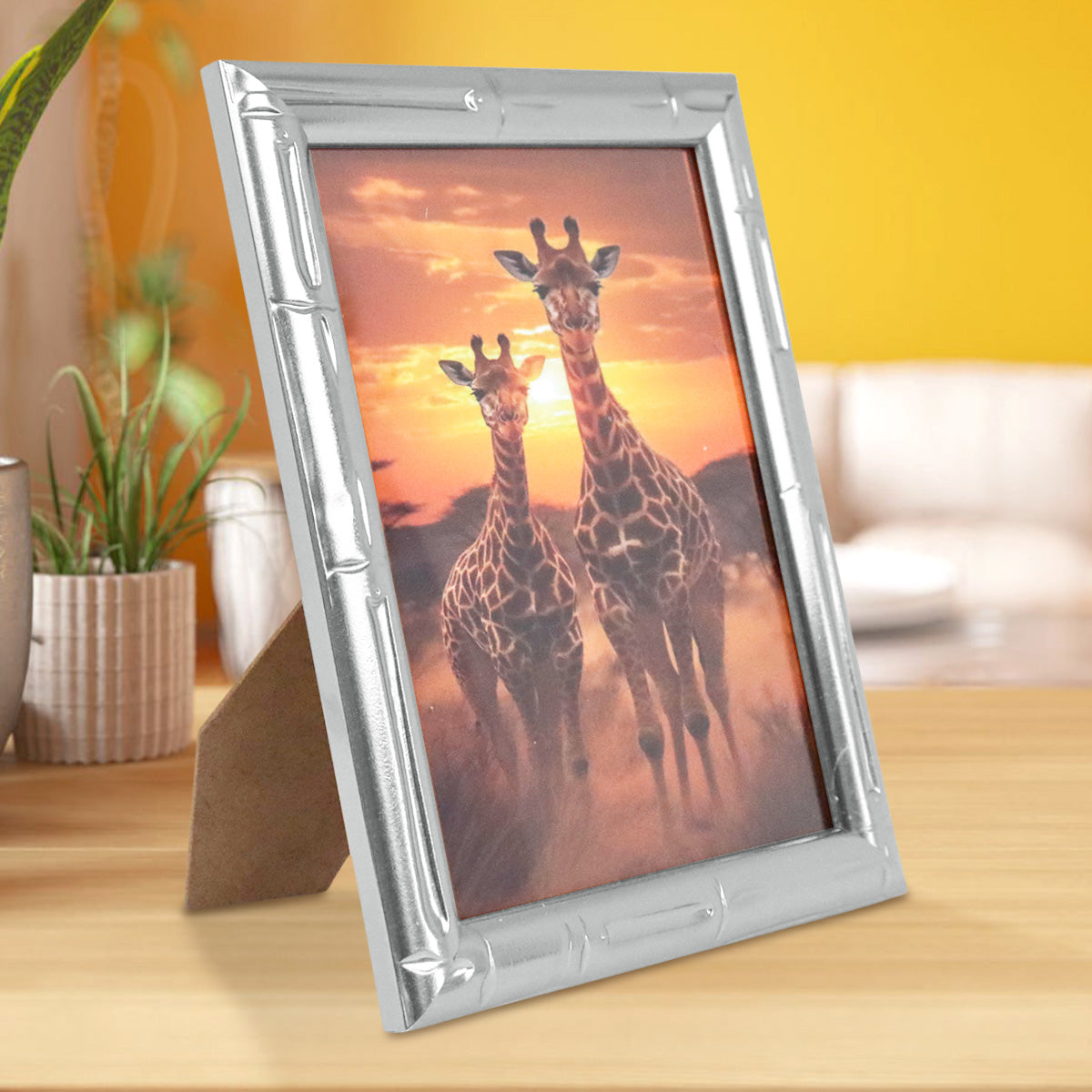 Portarretrato Jirafas, Color Plata, 12x17cm