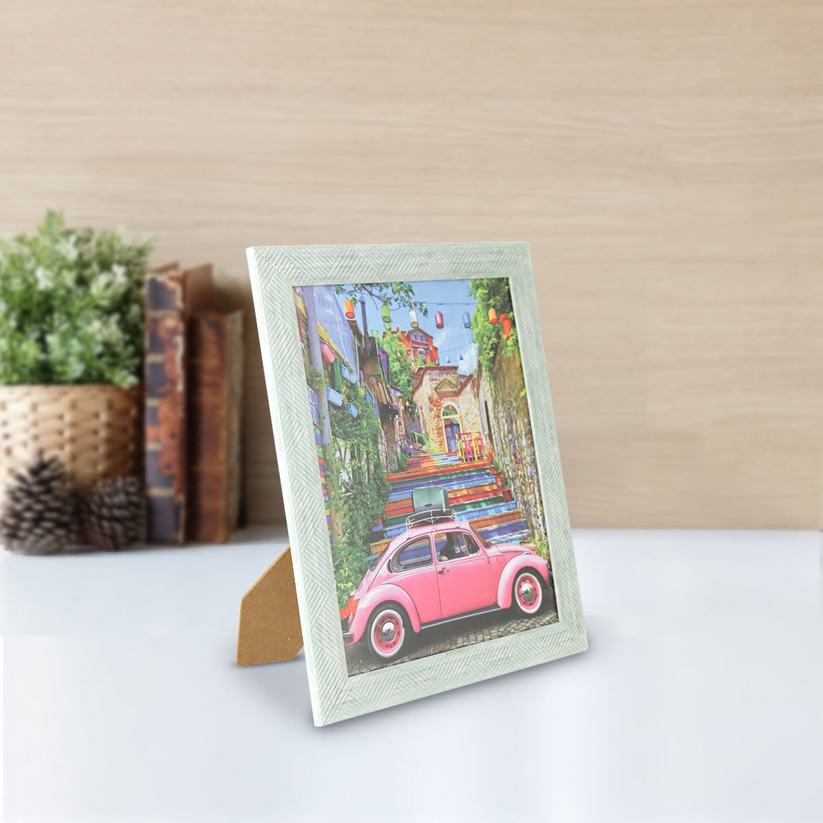 Portarretrato de Madera con Textura, Color Gris 20x25 cm