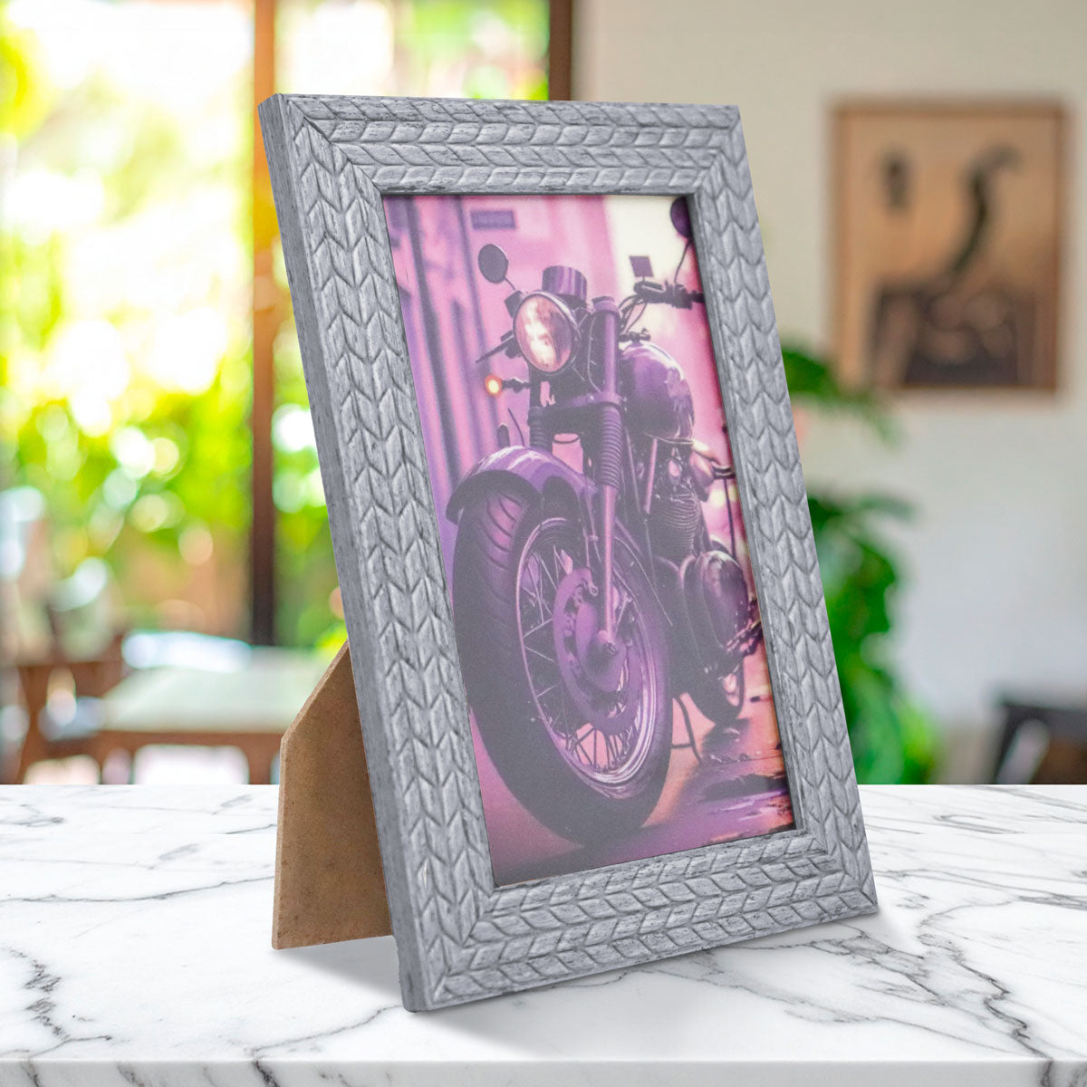 Portarretrato, Marco Trenzado, Color Gris, 10x15 cm