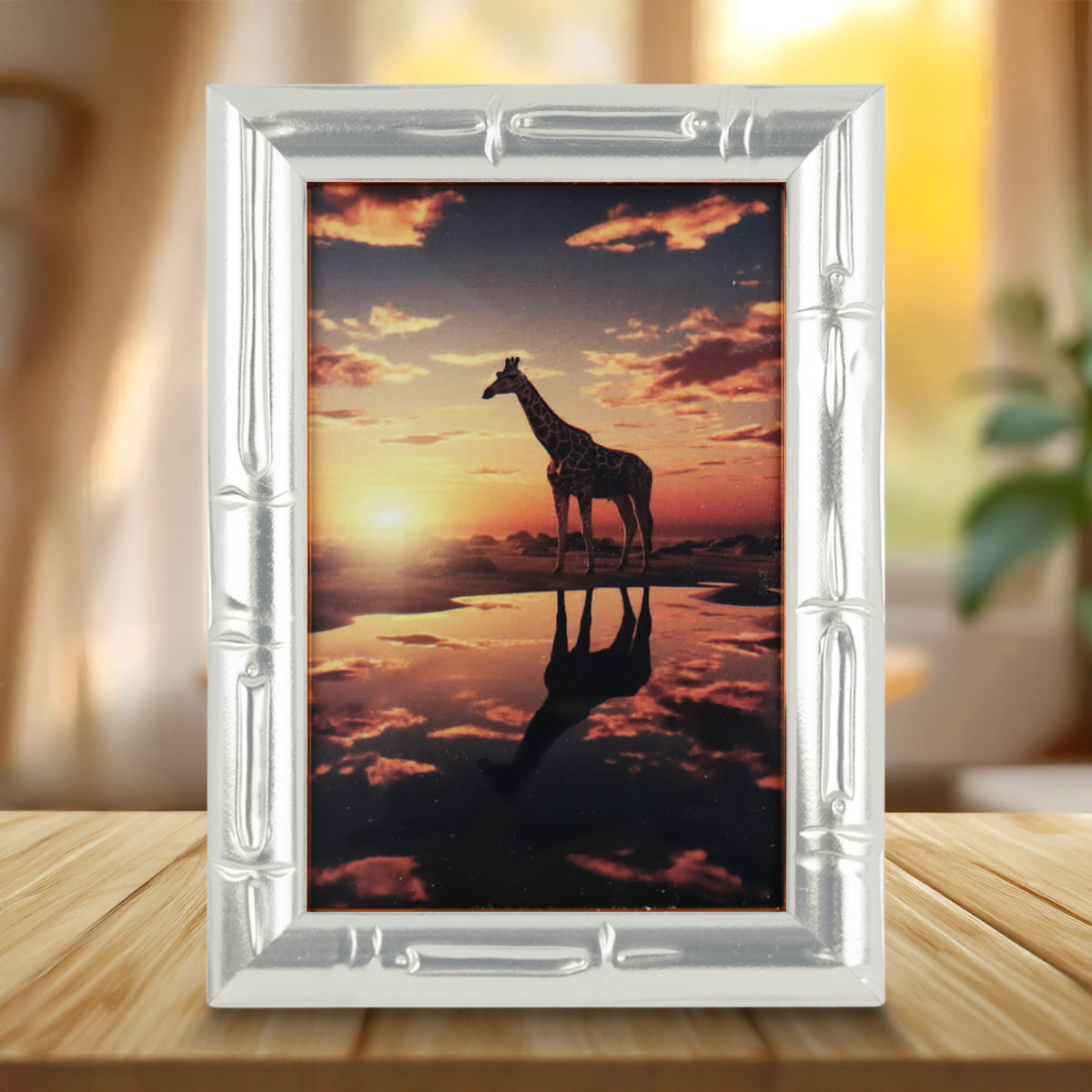 Portarretrato Jirafa, Color Plata, 10x15cm