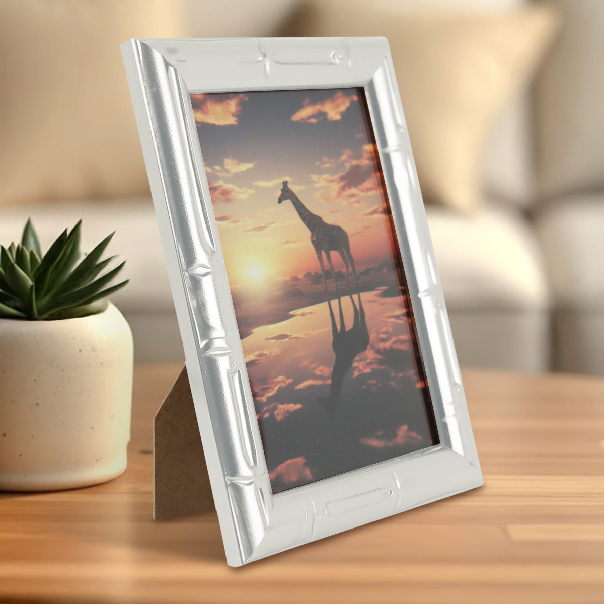 Portarretrato Jirafa, Color Plata, 10x15cm