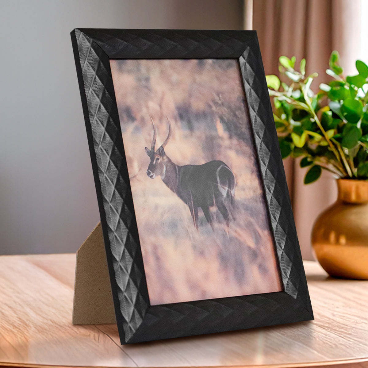 Portarretrato Textura Rombos, Color Negro, 10x15 cm