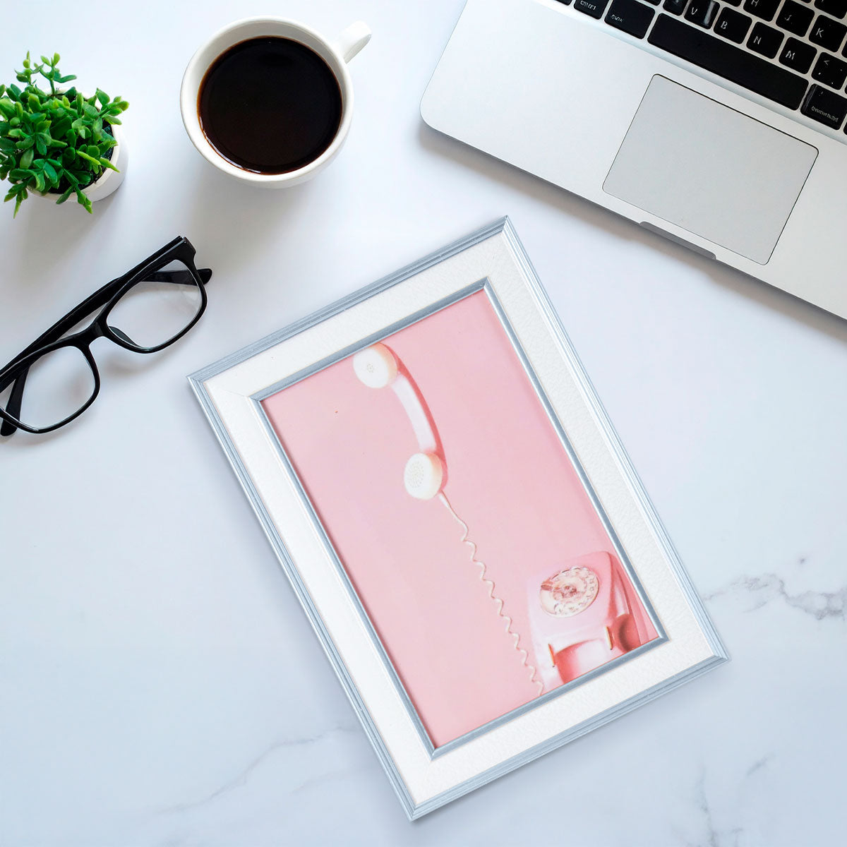 Portarretrato Teléfono, Filamento Color Plata, 10x15cm