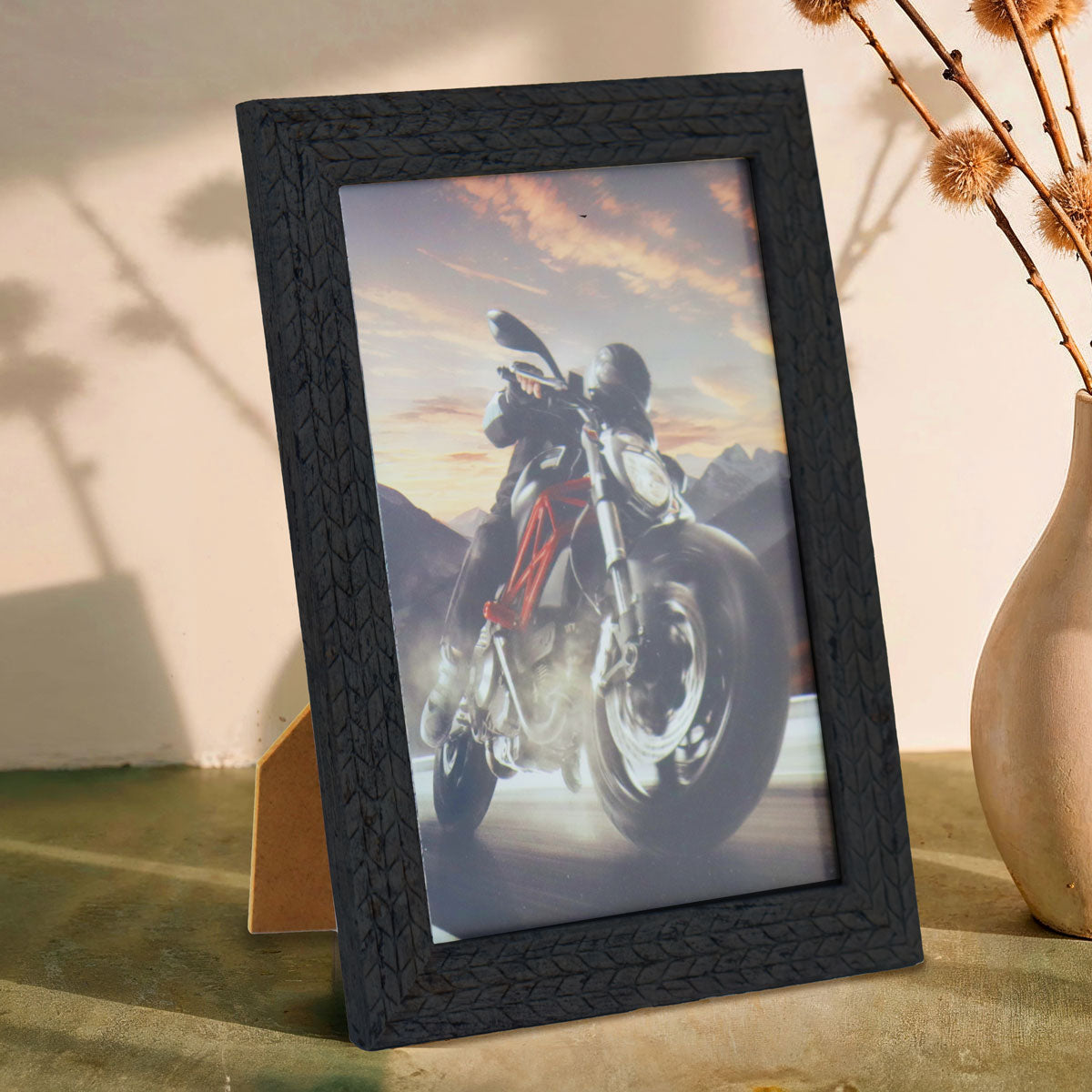 Portarretrato, Diseño Trenzado, Color Negro, 12x17cm