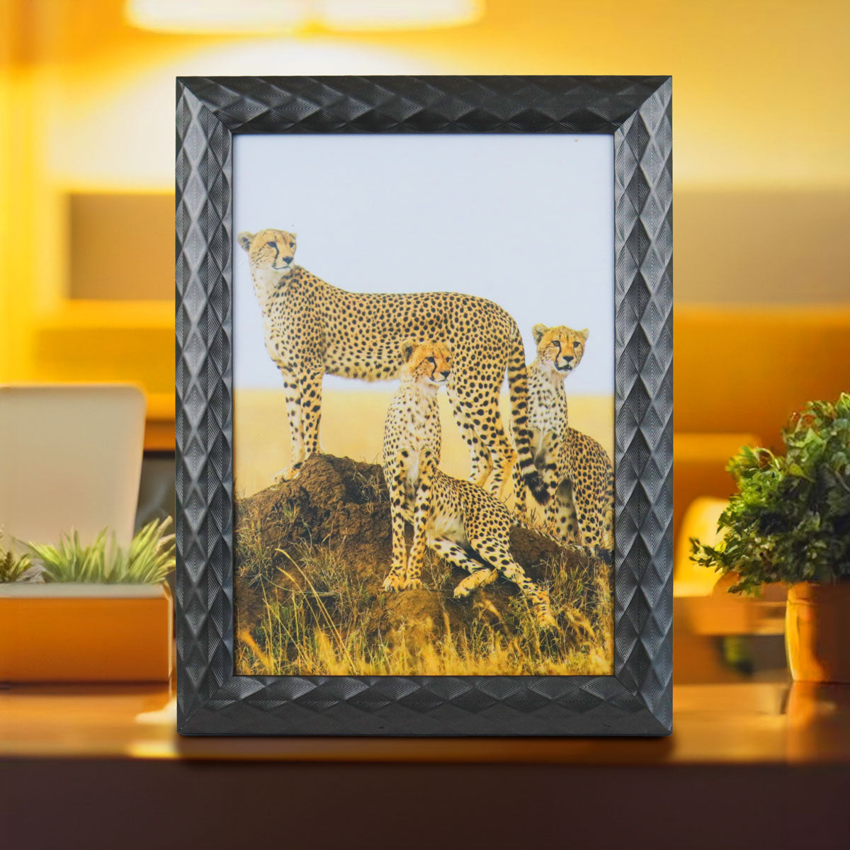 Portarretrato Textura Rombos, Color Gris, 12x17cm