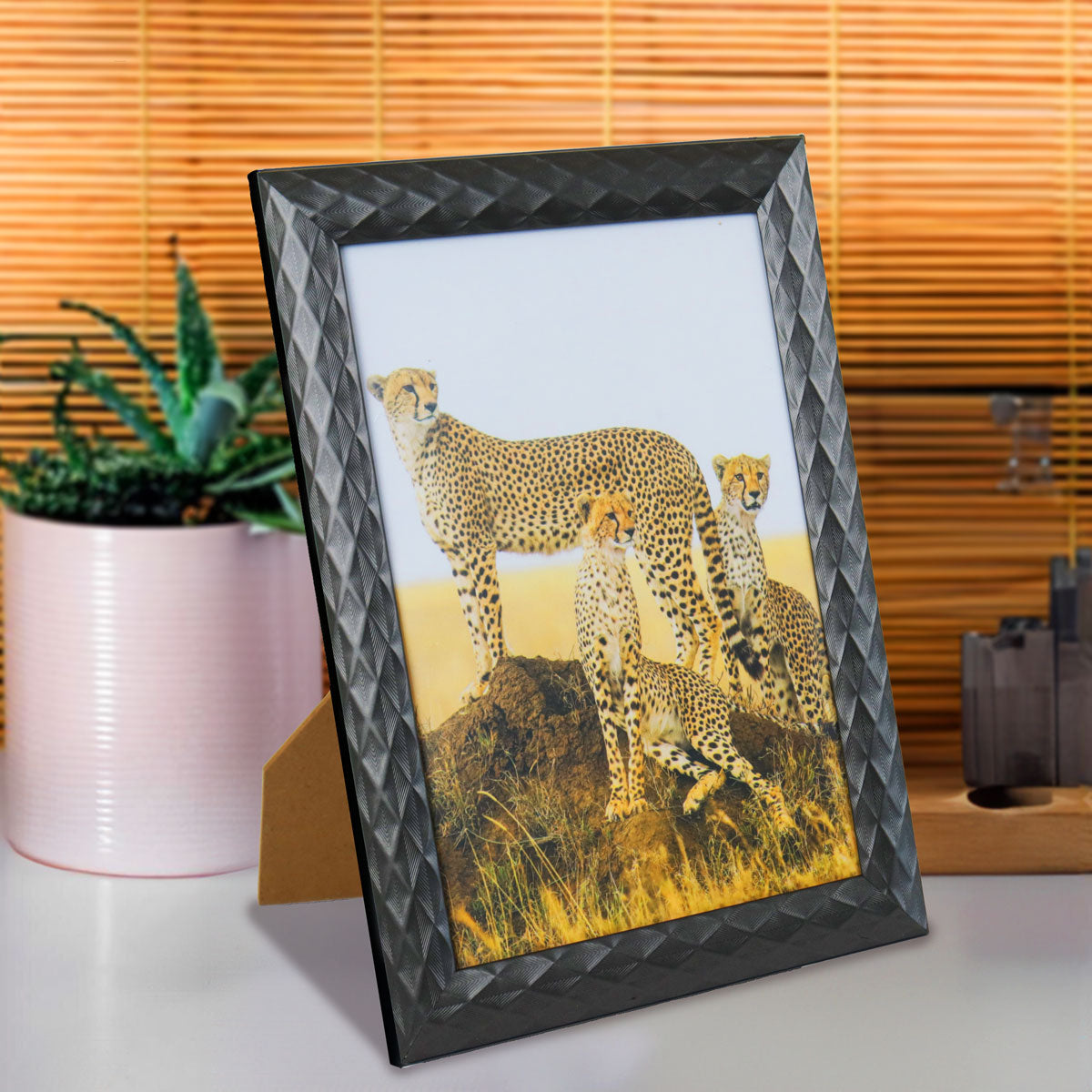 Portarretrato Textura Rombos, Color Gris, 12x17cm