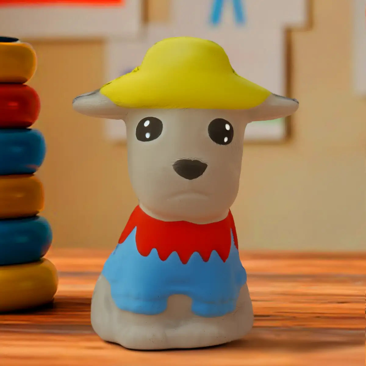 Squishy Antiestrés, Perrito con Sombrero, Color Gris