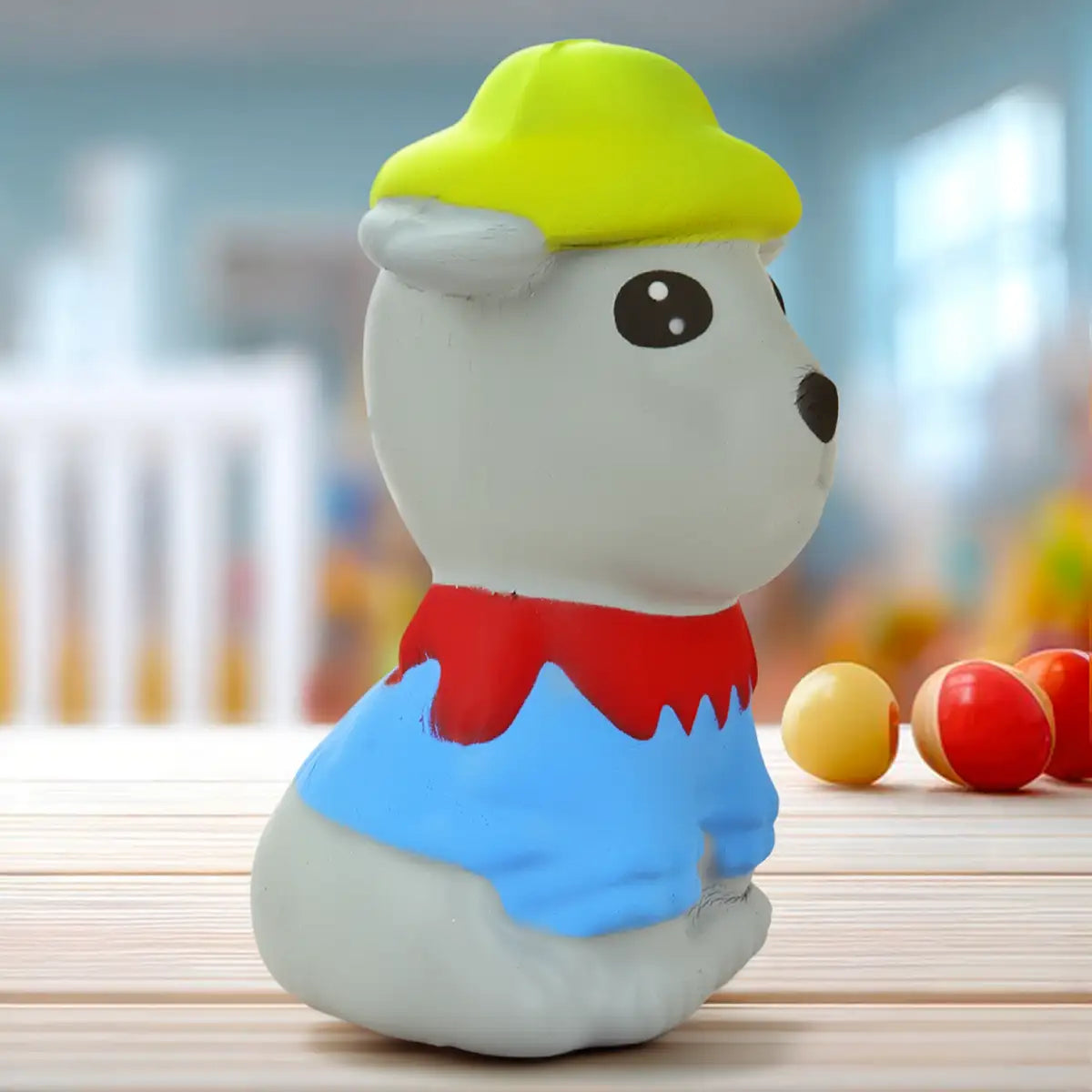 Squishy Antiestrés, Perrito con Sombrero, Color Gris