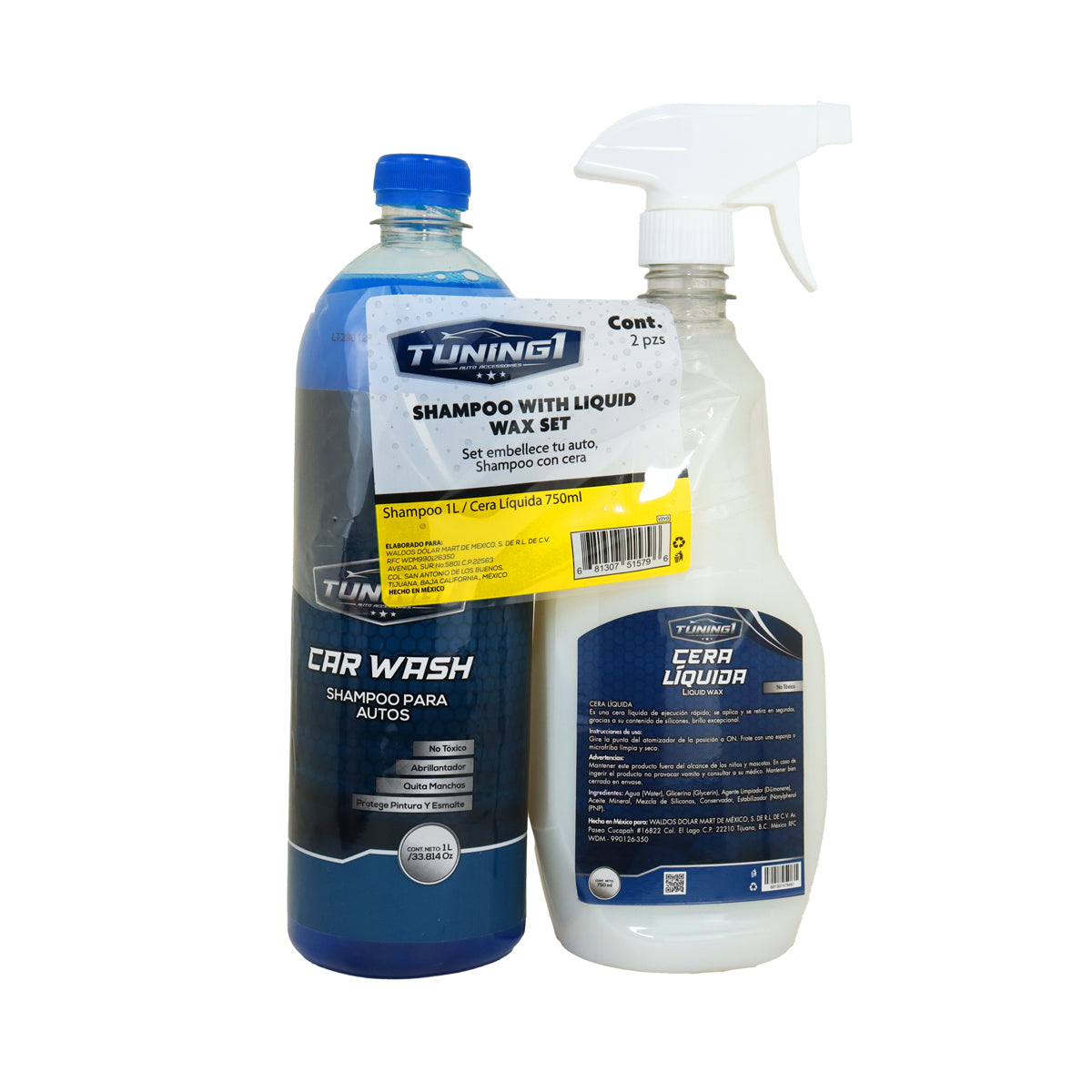 Paquete de Shampoo para Auto 1 L y Cera Líquida 750 ml, Tuning1