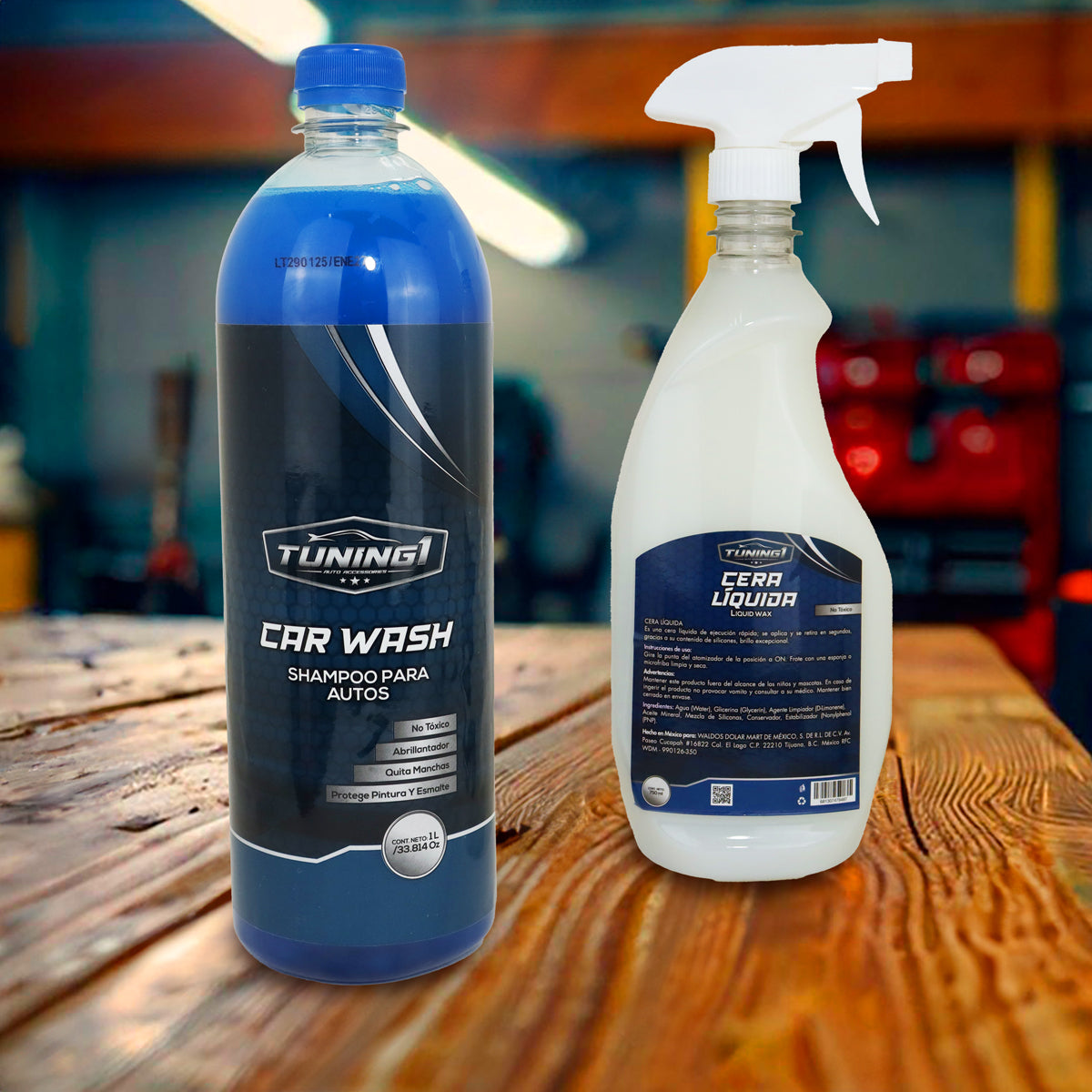 Paquete de Shampoo para Auto 1 L y Cera Líquida 750 ml, Tuning1