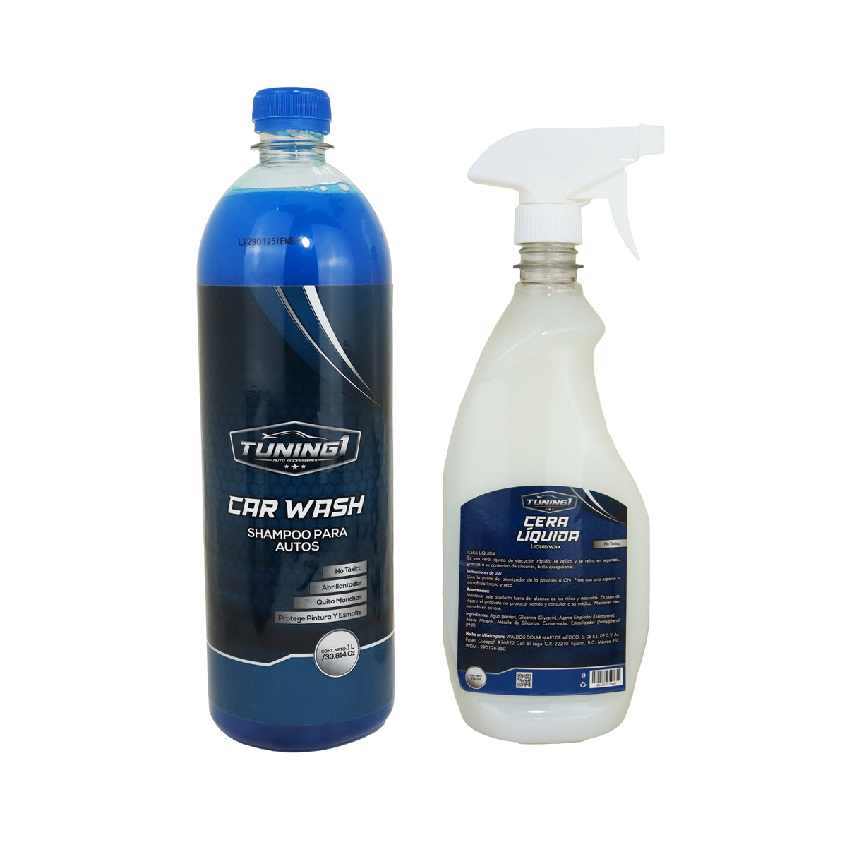 Paquete de Shampoo para Auto 1 L y Cera Líquida 750 ml, Tuning1
