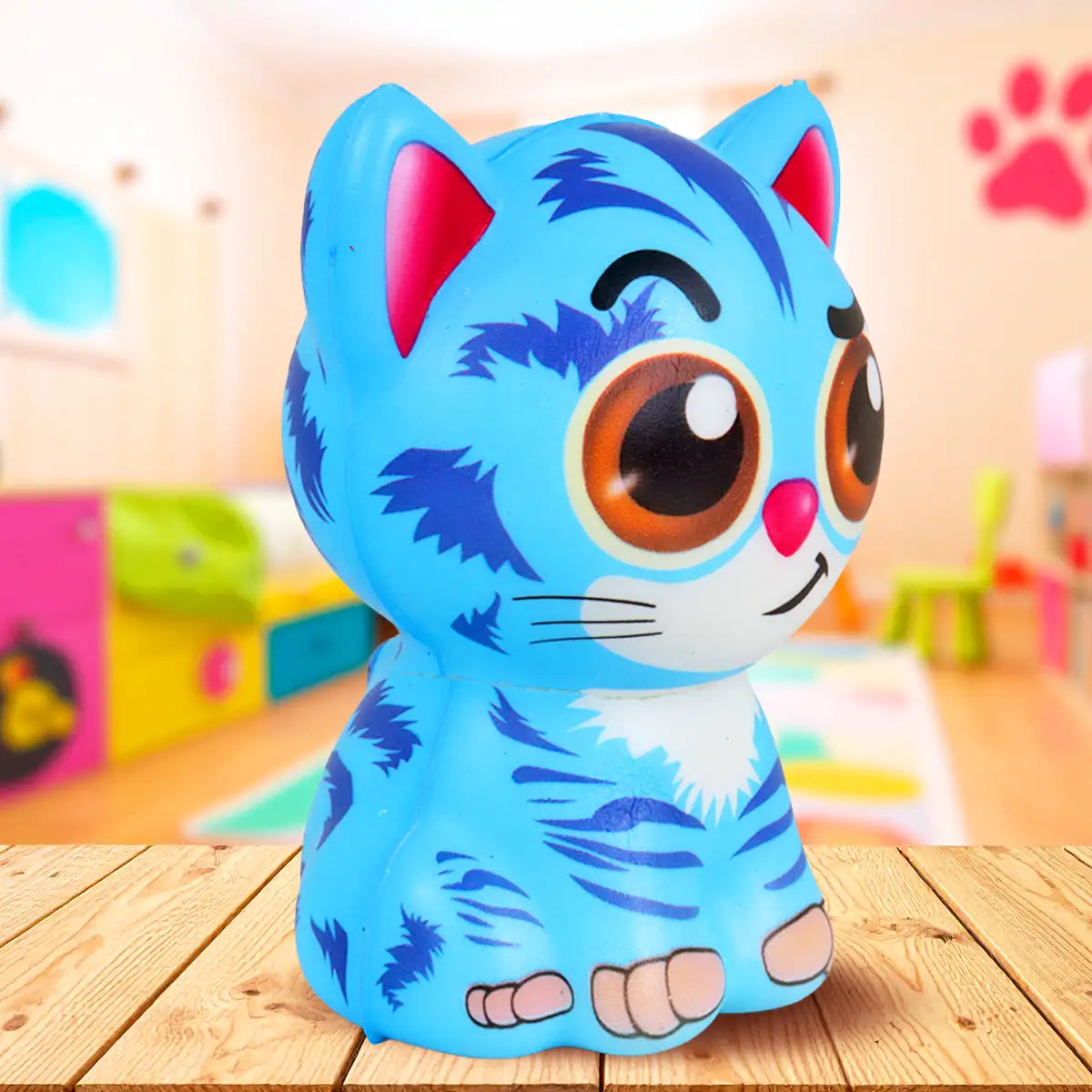 Squishy Antiestrés, Gatito, Color Azul