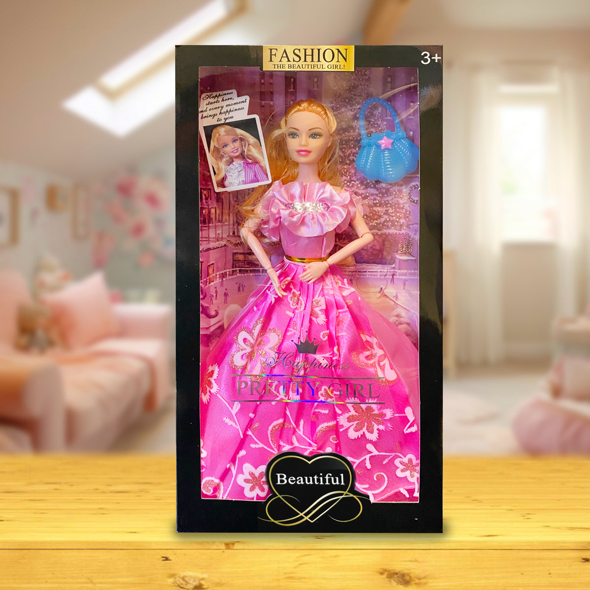 Muñeca Fashion con Vestido Rosa