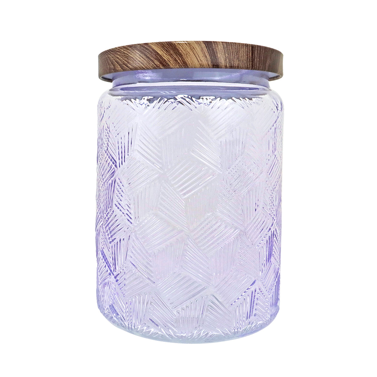 Frasco de Vidrio Texturizado con Tapa, Color Morado, Capacidad 700 ml