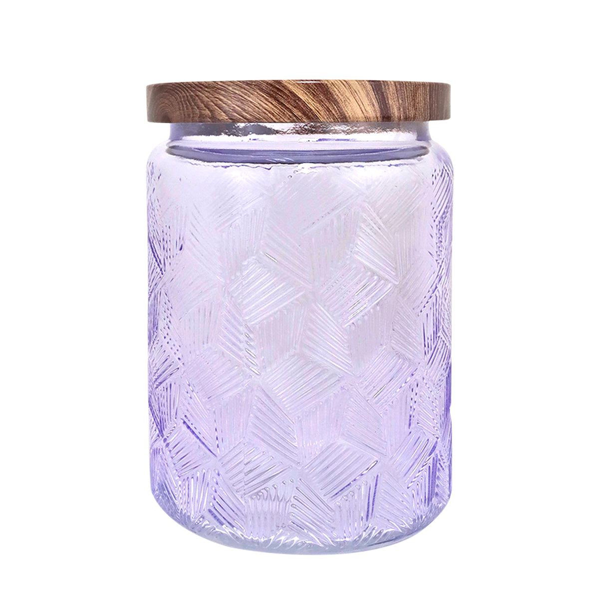 Frasco de Vidrio Texturizado con Tapa, Color Morado, Capacidad 700 ml