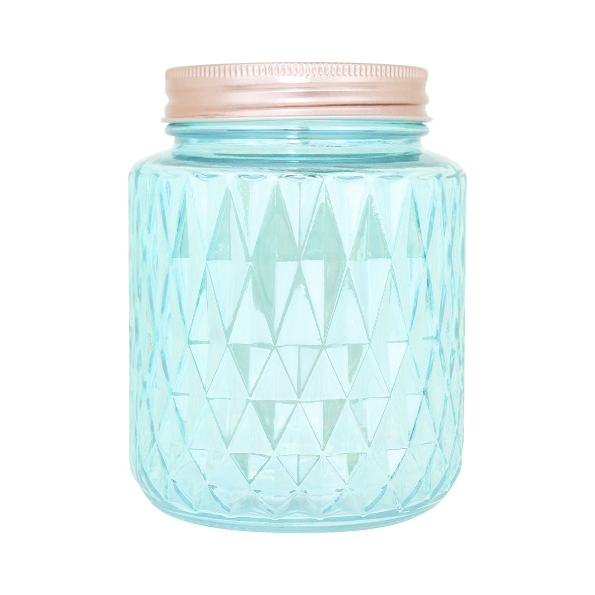 Frasco de Vidrio Diseño Rombos con Tapa, Color Azul, Capacidad 1000 ml