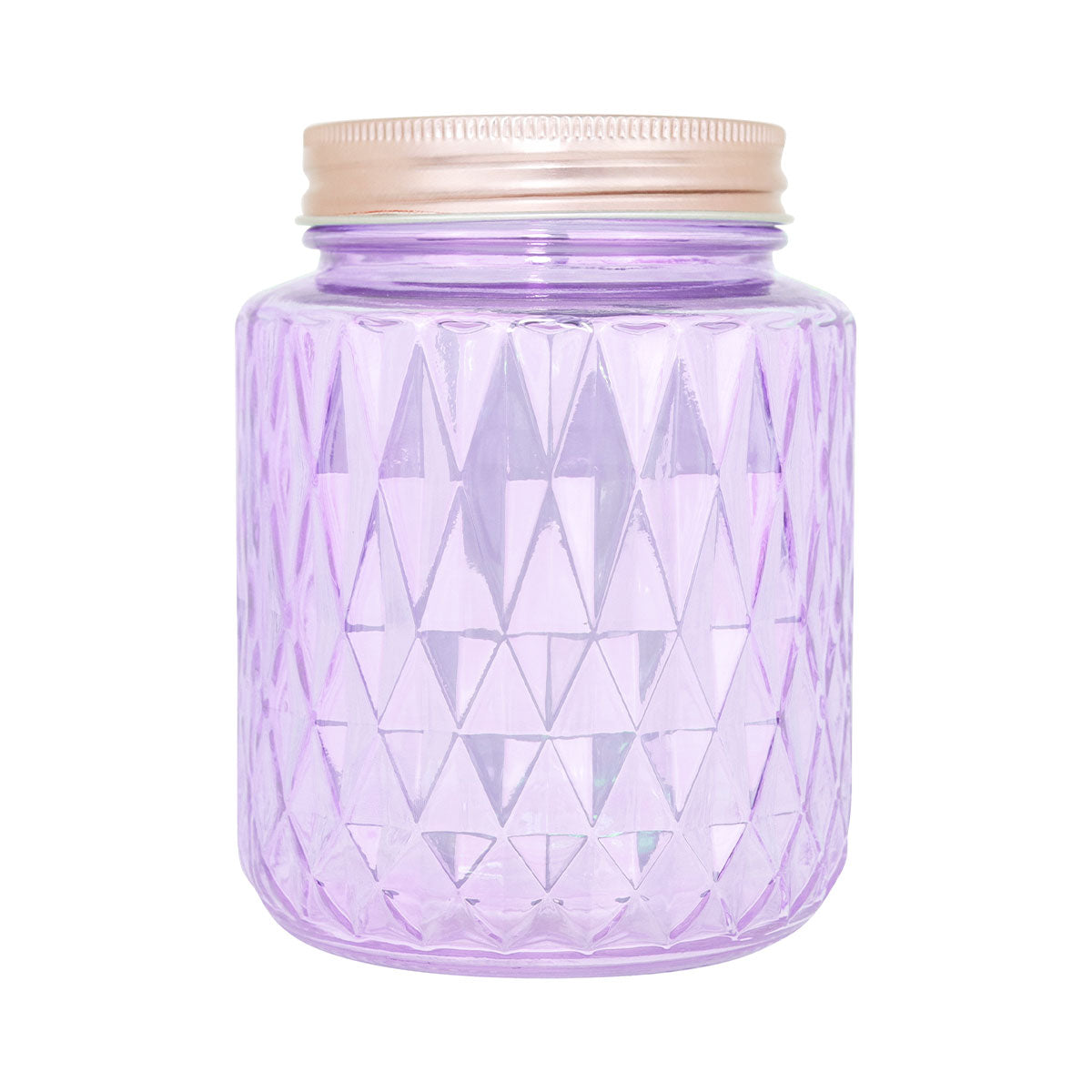 Frasco de Vidrio Diseño Rombos con Tapa, Color Morado, Capacidad 1000 ml