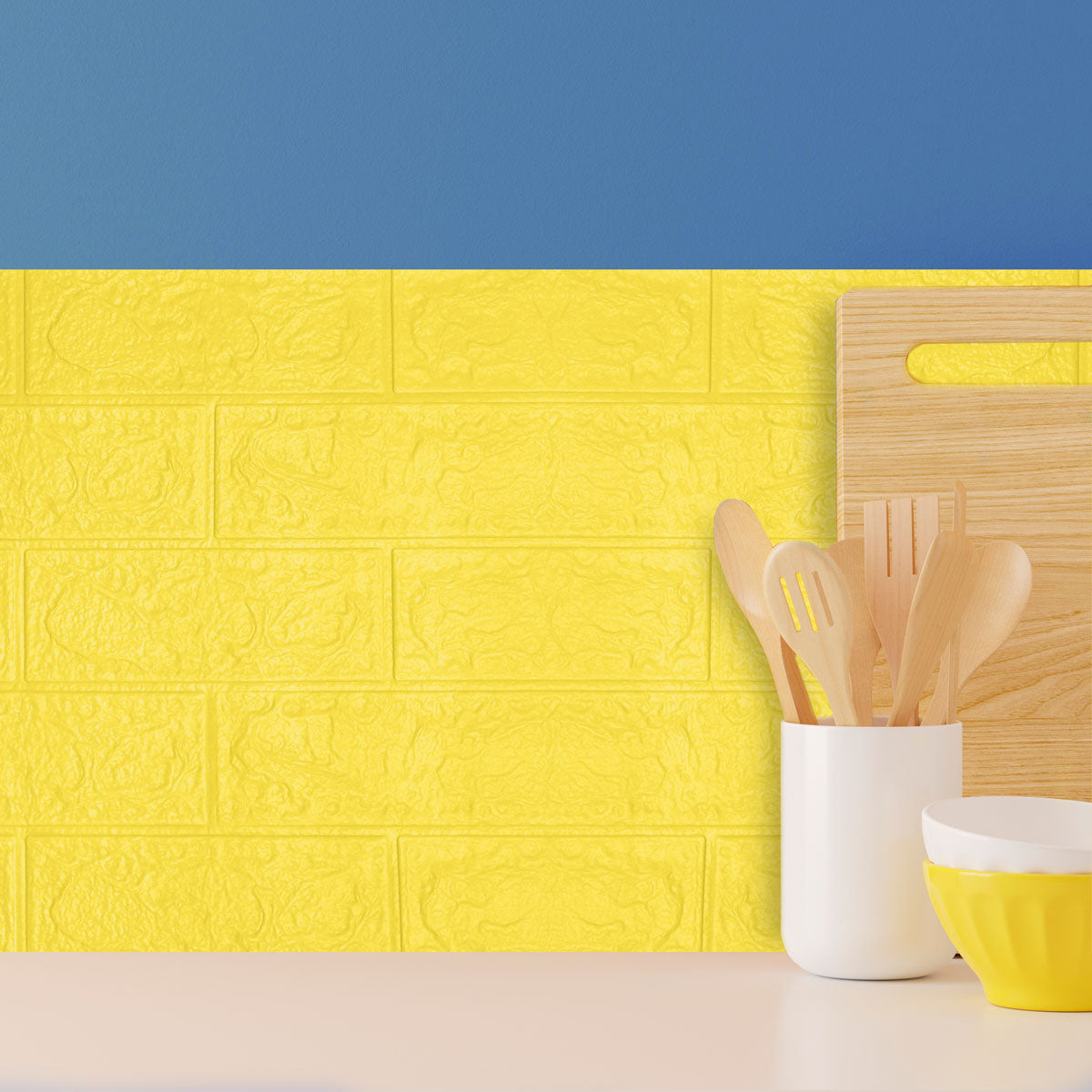 Muro Adhesivo para Interiores, Color Amarillo, 70x77 cm