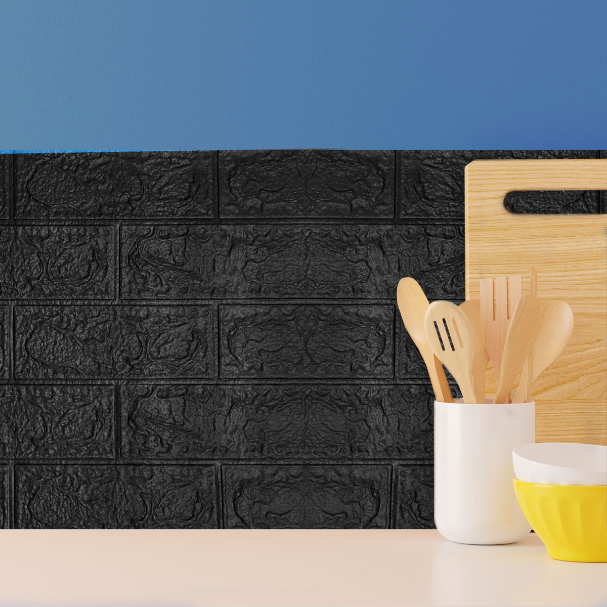 Muro Adhesivo para Interiores, Color Negro, 70x77 cm