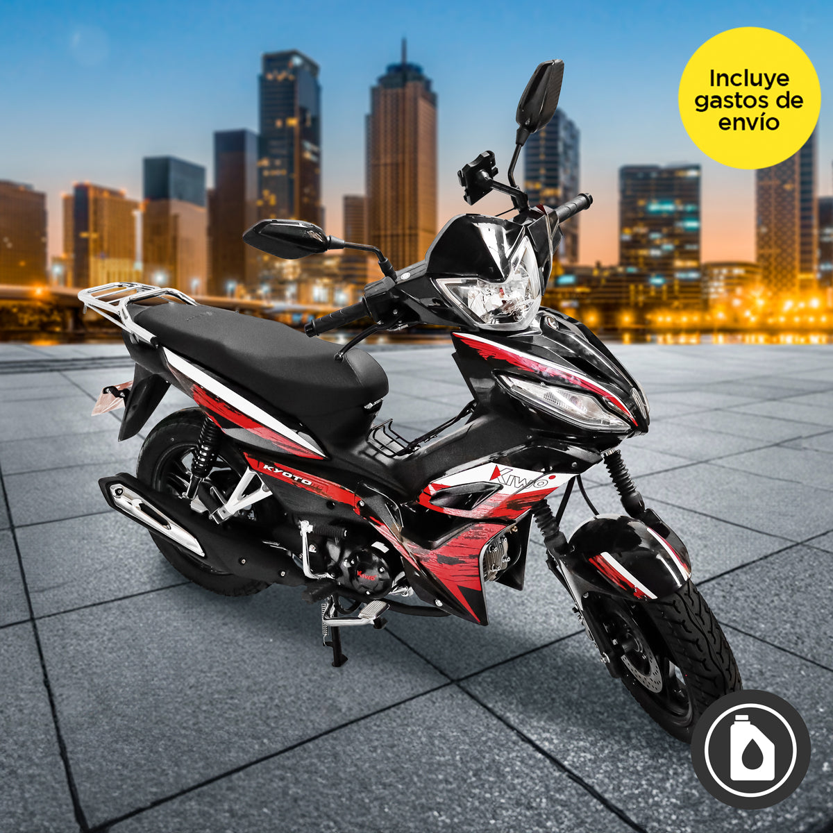 Motocicleta Kiwo Kyoto 125 2025, Color Rojo