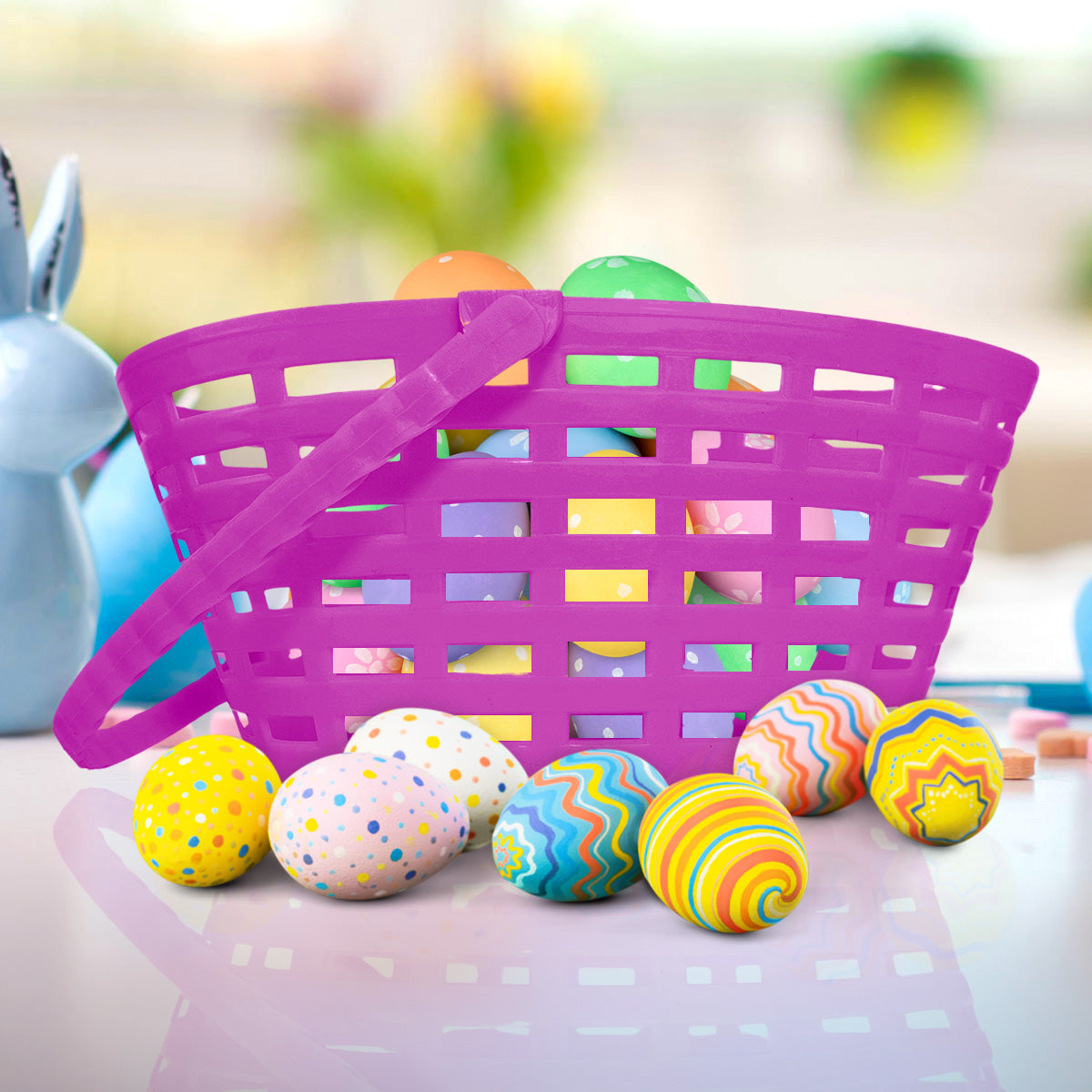 Canasta de Plástico en Forma de Huevo, Color Morado