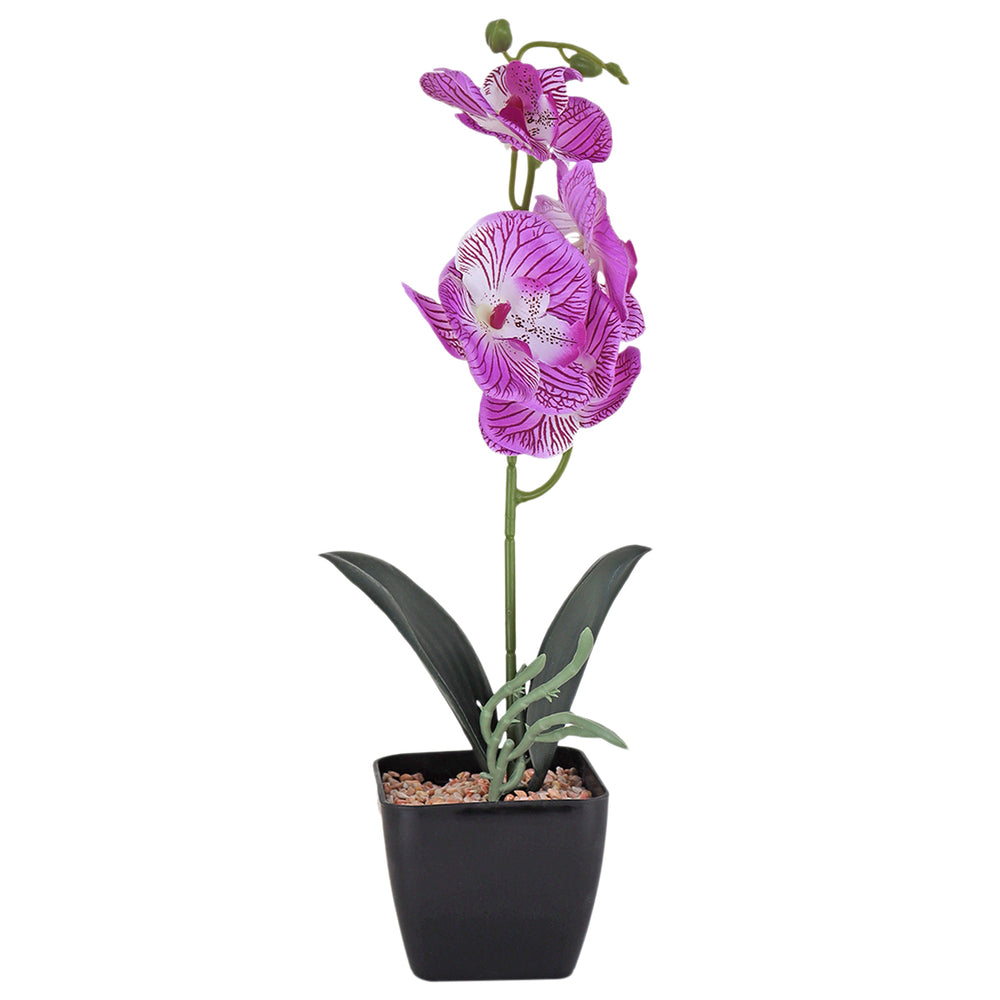 Maceta Clásica con Orquídea Artificial, Color Lila