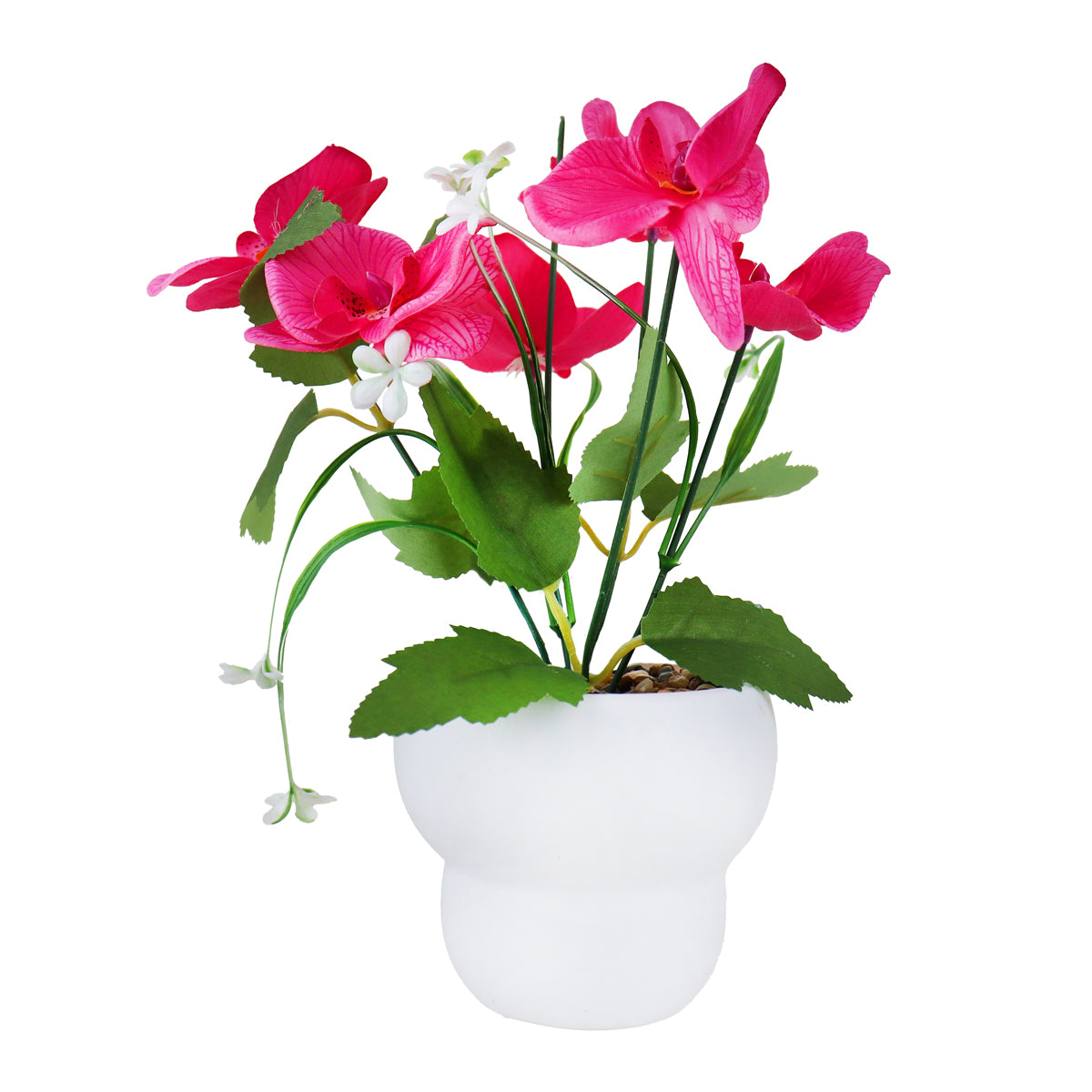 Maceta con Orquídea Artificial, Color Fucsia