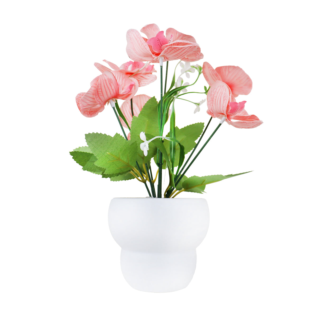 Maceta con Orquídea Artificial, Color Rosa Claro