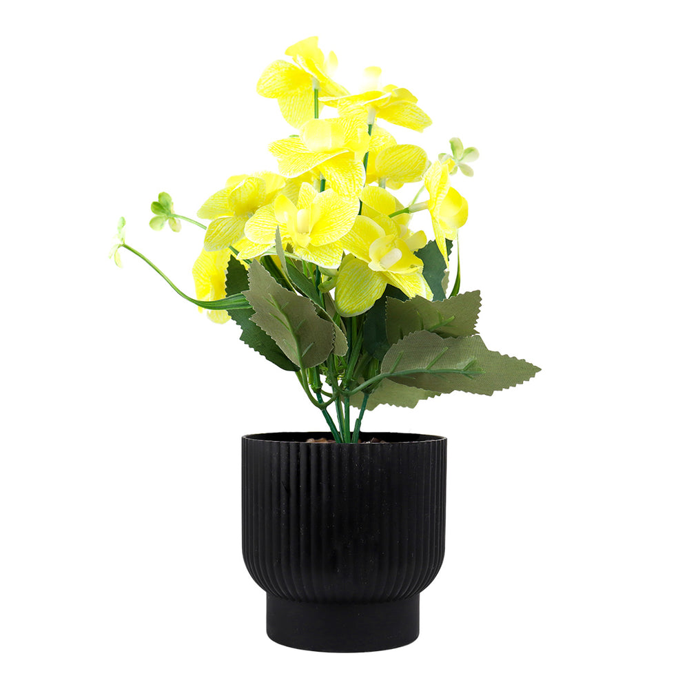 Maceta con Flor Artificial, Color Amarillo, 25 cm