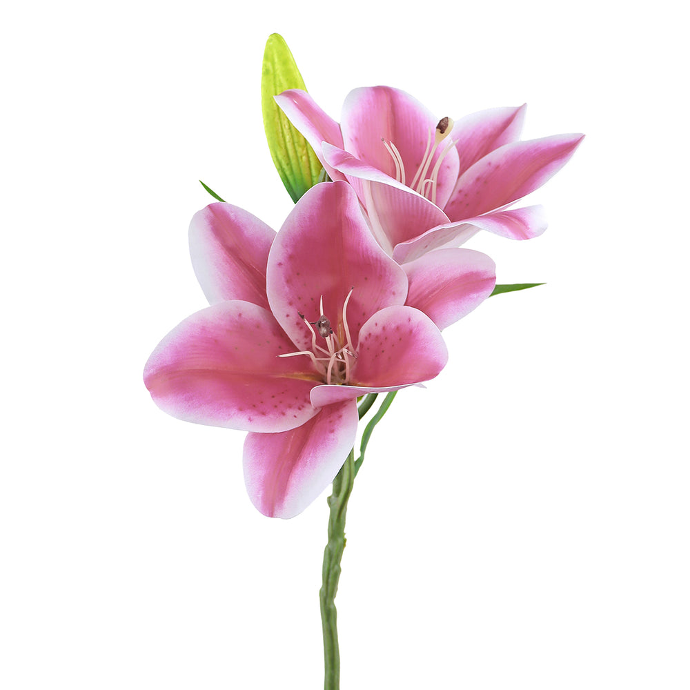 Flor Artificial, Lirio, Color Rosa y Blanco