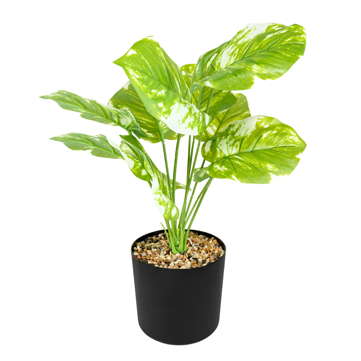 Maceta Negra con Planta Monstera Obliqua Artificial