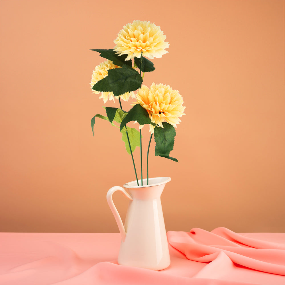 Crisantemo, Flores Artificiales, Color Amarillo, 60 cm