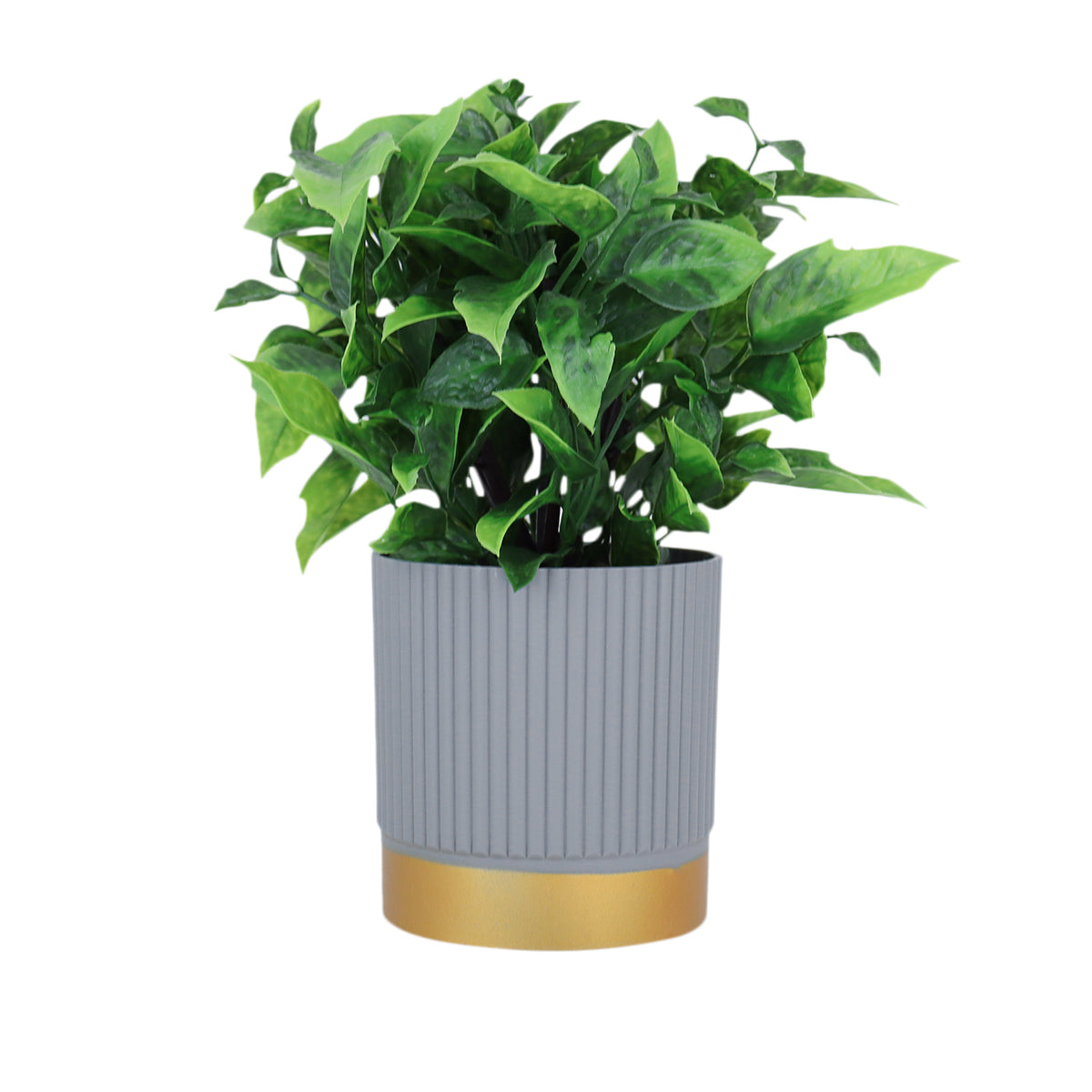 Maceta Gris con Planta Artificial
