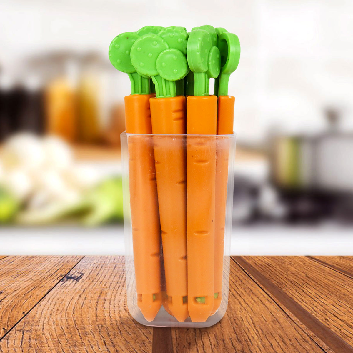 Clip Sellador para Alimentos en Forma de Zanahoria, 7 pzas
