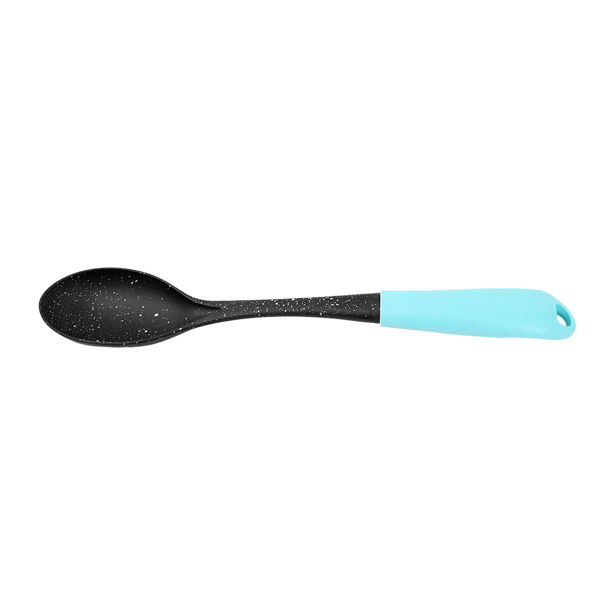 Cuchara Lisa, Inkanto, Color Negro con Mango Azul