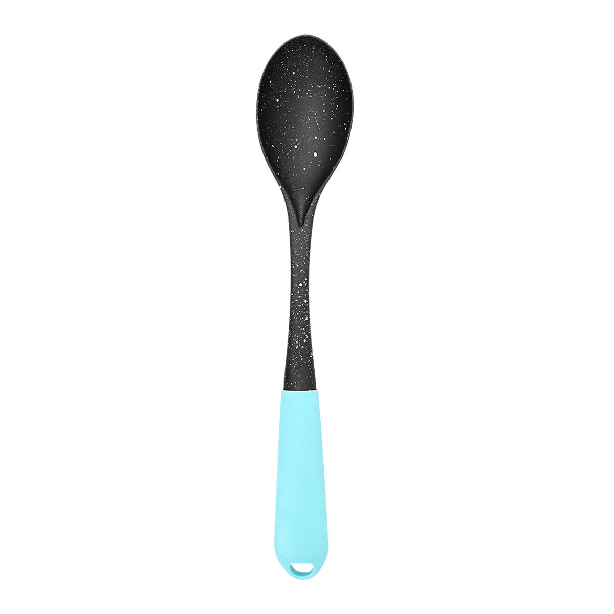 Cuchara Lisa, Inkanto, Color Negro con Mango Azul
