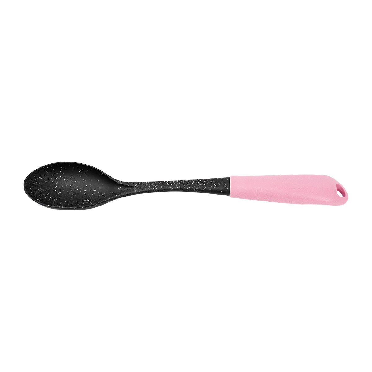 Cuchara Lisa, Inkanto, Color Negro con Mango Rosa