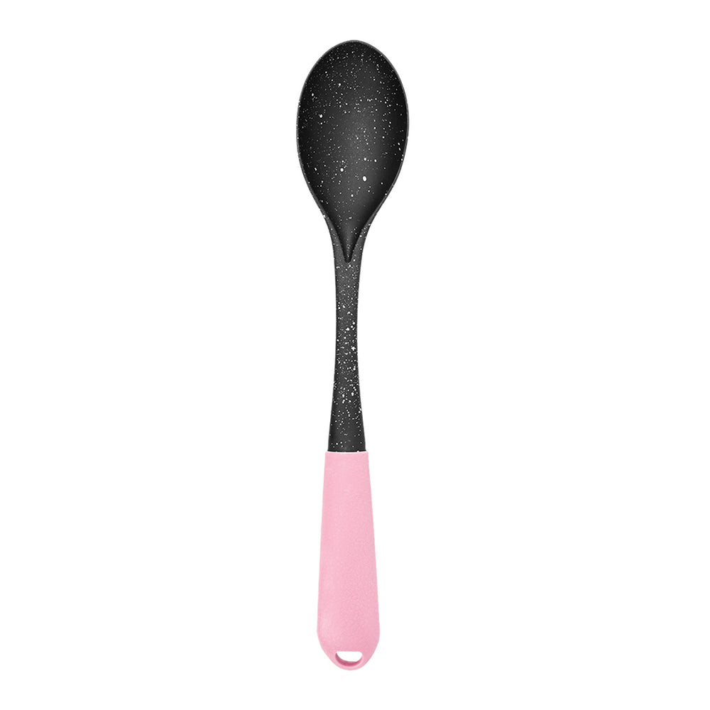 Cuchara Lisa, Inkanto, Color Negro con Mango Rosa