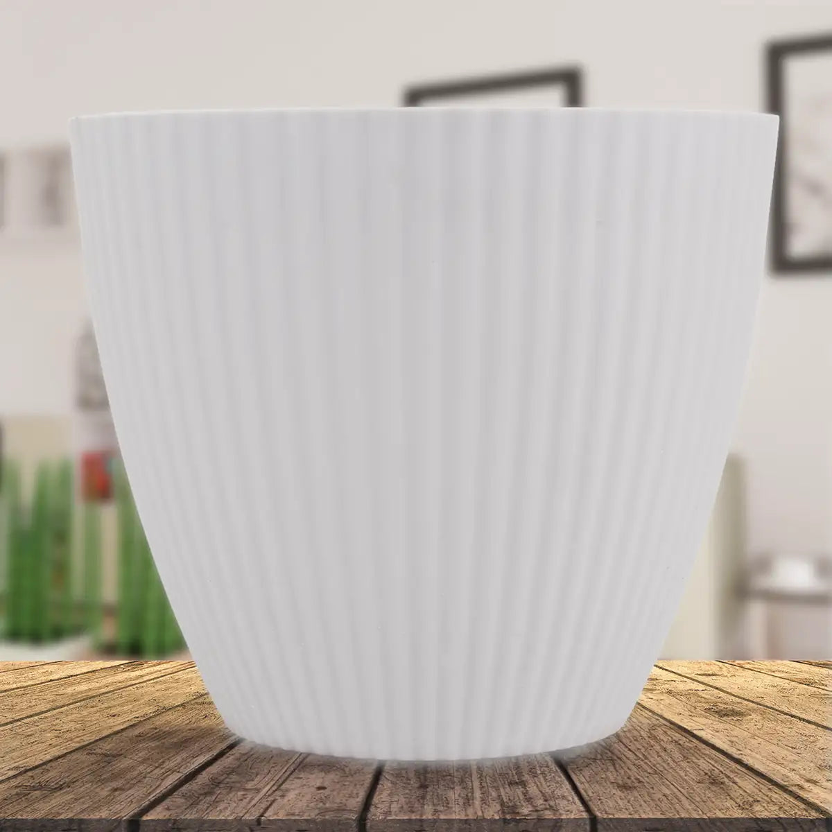 Maceta de Plástico, Textura, Color Blanco, 15x13 cm