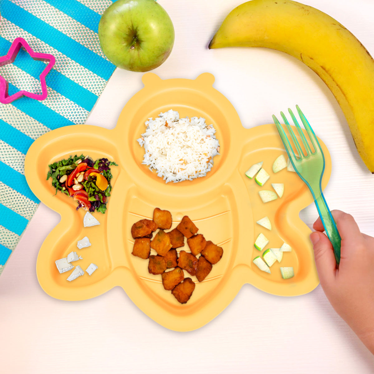 Plato Infantil con Diseño de Abeja, Color Amarillo