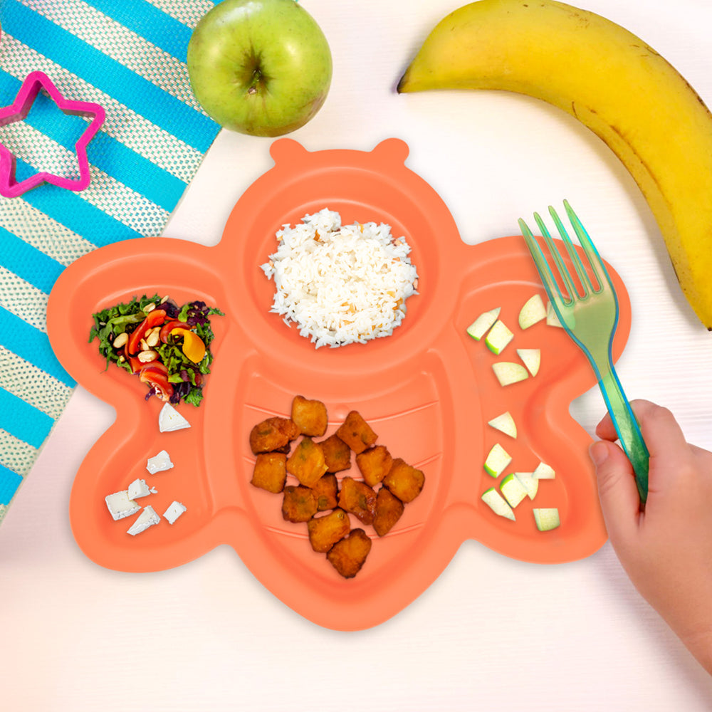 Plato Infantil con Diseño de Abeja, Color Naranja