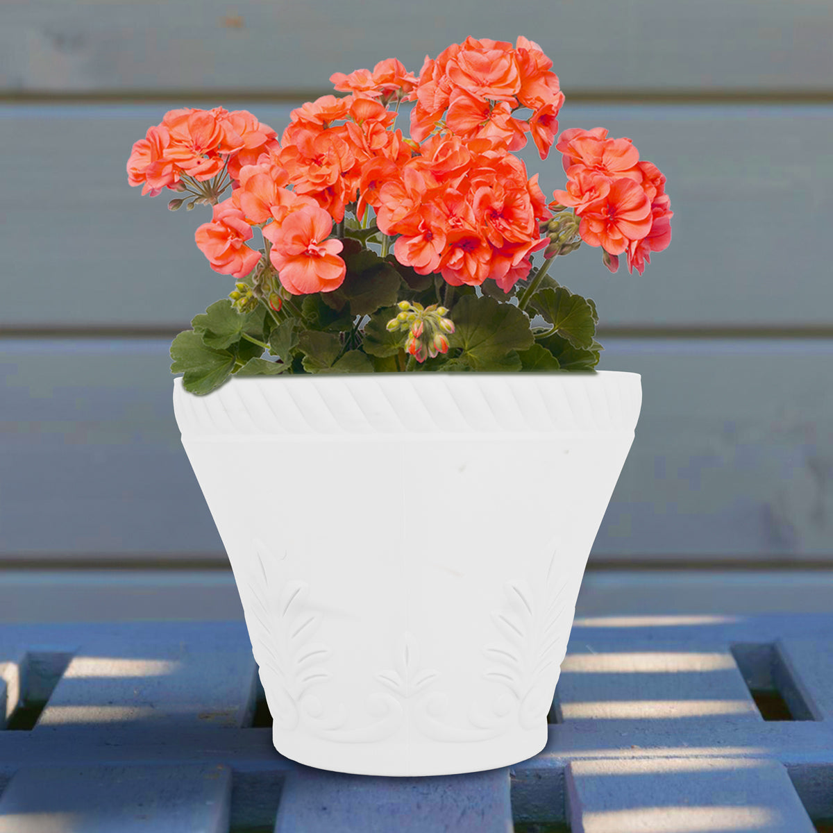 Maceta de Plástico, 24x20 cm, Color Blanco