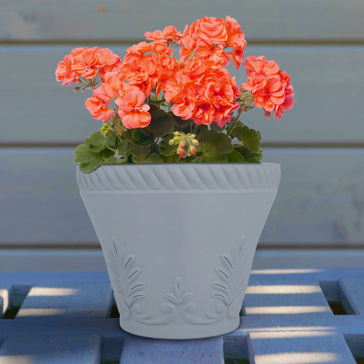 Maceta de Plástico, 24x20 cm, Color Gris